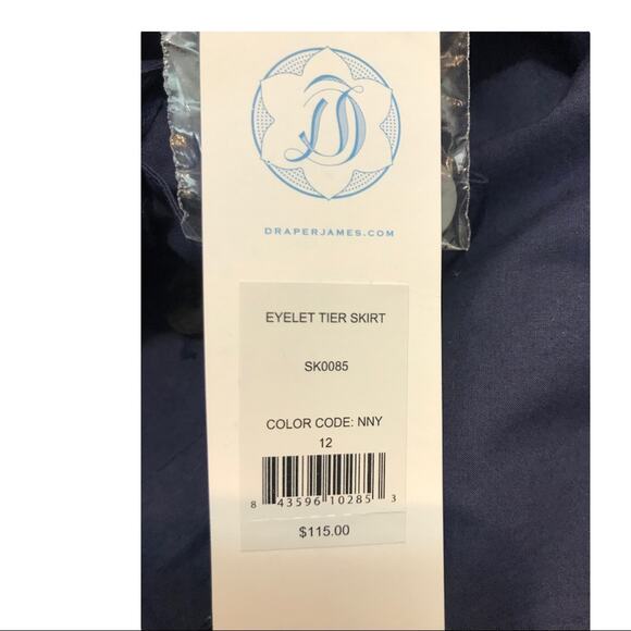 NWT Draper James Eyelet Tiered Navy Skirt Cotton sz 12 - Picture 8 of 13